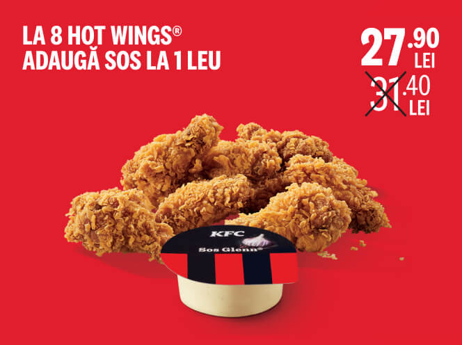 La 8 Hot Wings® adaugă sos la 1 leu 